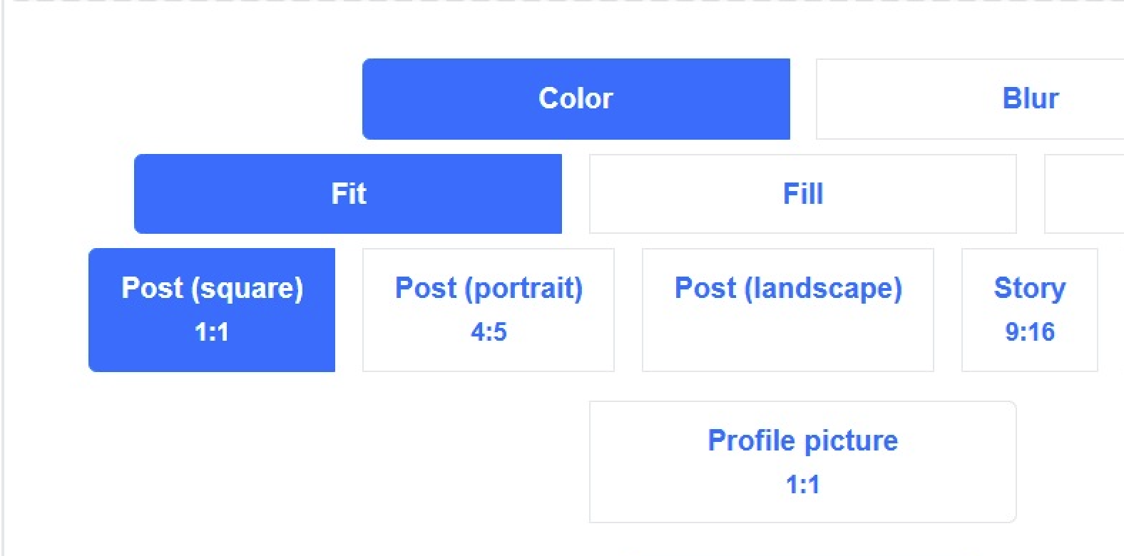 Resizing options of Image Resizer For Instagram For Instagram tool